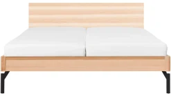 Outlet Bed Sky met hoofdbord hout en poten metaal Bedframe