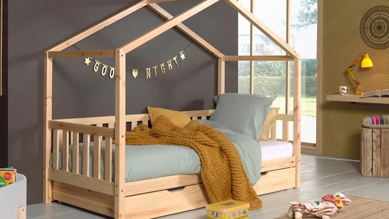 Discount Bedbank Dallas als huis met slaaplade Bedhuisje|Kinderbed