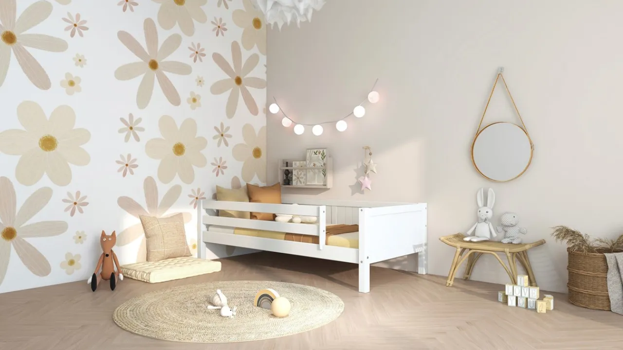 Clearance Bedbank Puck met paneel en uitvalbeveiliging Bedhuisje|Kinderbed