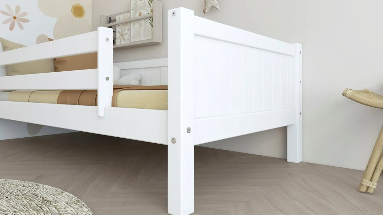 Clearance Bedbank Puck met paneel en uitvalbeveiliging Bedhuisje|Kinderbed