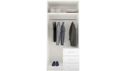Outlet Draaideurkast Compact met laden en houten deuren Kledingkast