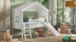 New Halfhoogslaper HuisBed met glijbaan Bedhuisje|Halfhoogslaper