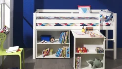 Clearance Halfhoogslaper Pino met Bureau en boekenkast Halfhoogslaper|Kinderbed