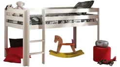 Halfhoogslaper Pino met commode 4 laden, commode 2 deuren, hangtablet en bureau Halfhoogslaper|Kinderbed