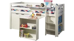 Online Halfhoogslaper Pino met commode met 2 deuren en boekenkast Halfhoogslaper|Kinderbed