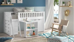 Halfhoogslaper Scott met bureau en 2 commodes Halfhoogslaper|Kinderbed