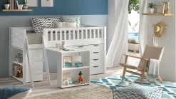 Best Halfhoogslaper Scott met bureau, boekenkast en commode Halfhoogslaper|Kinderbed