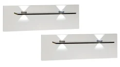 Hot Set nachtkast panelen met glas en verlichting Bienne Nachtkastje